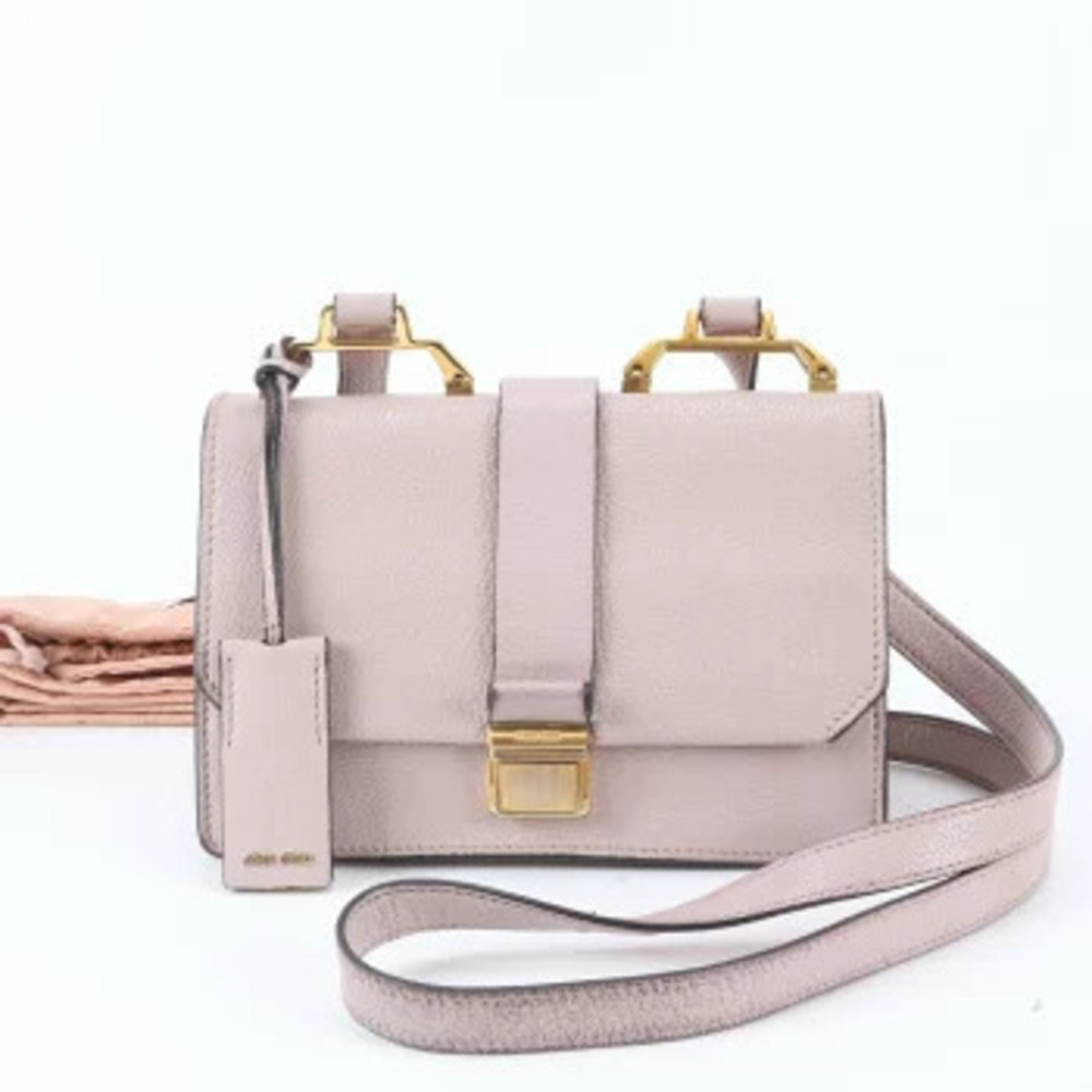 Miu Miu Madras Leather Crossbody Bag Silver